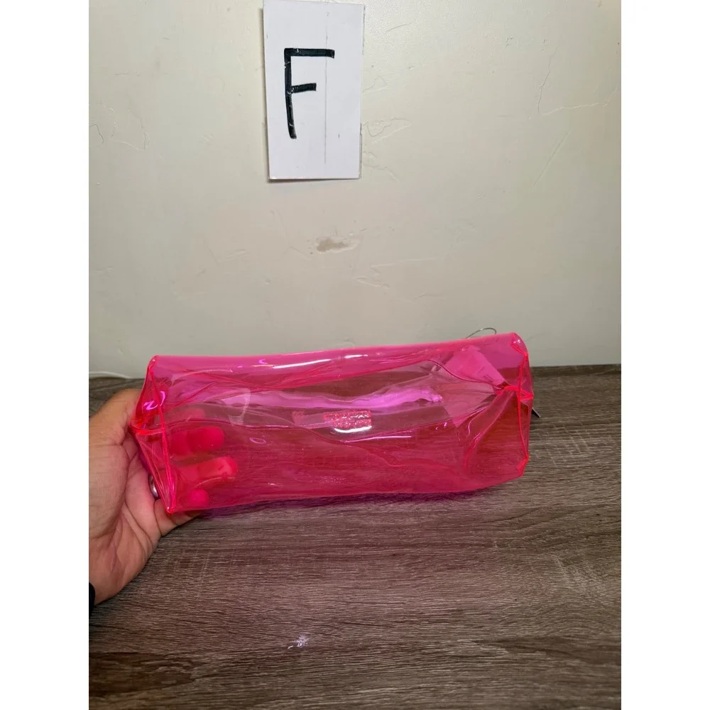 NWT Victoria's Secret PINK Makeup Bag Y2K Clear Neon Pink Cosmetic Pouch
